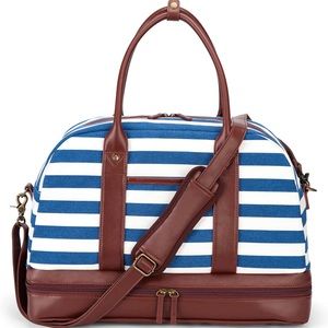 Travel overnight bag with large shoe compartment.